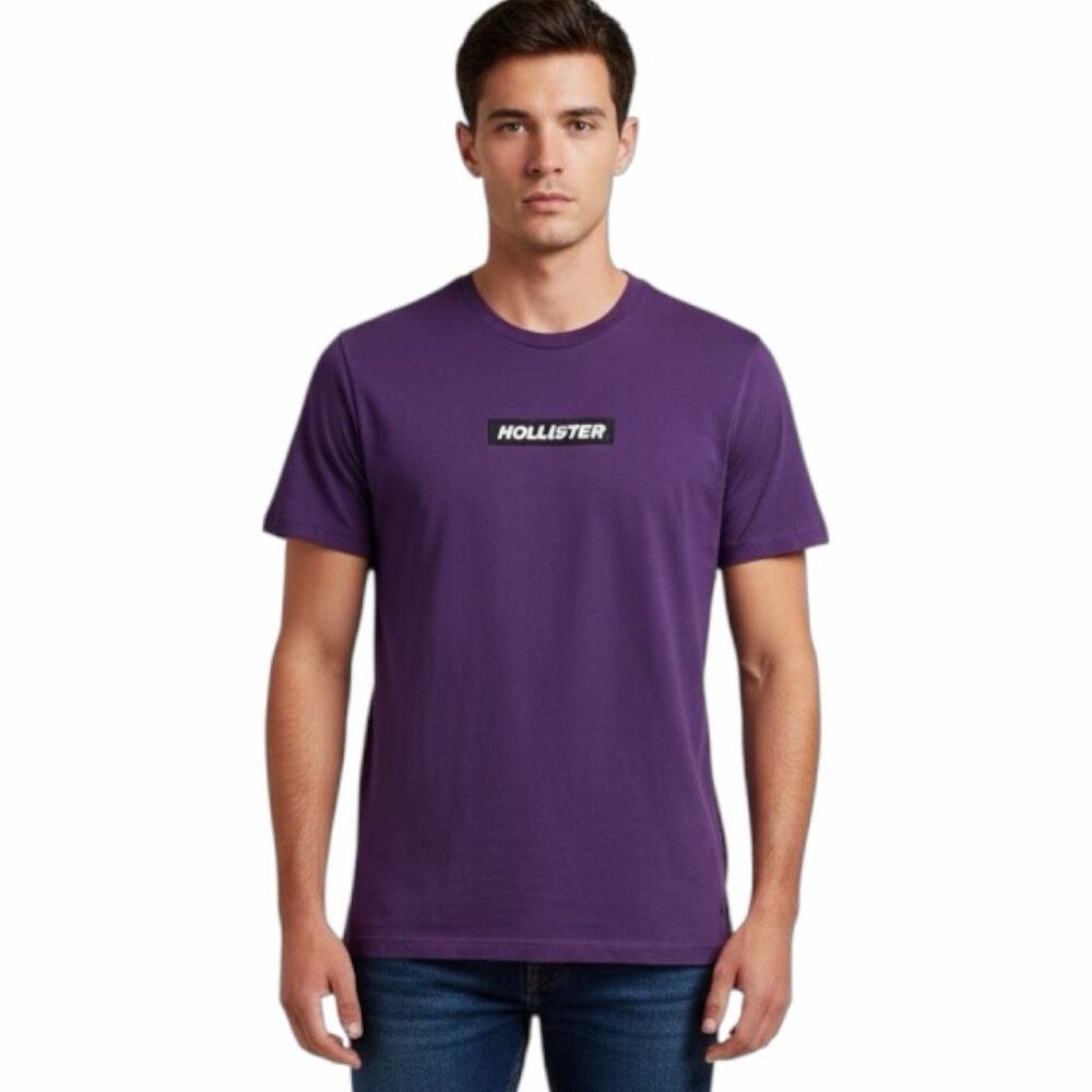 HOLLISTER Men’s Purple Short Sleeve Logo Graphic T-Shirt Size Medium
